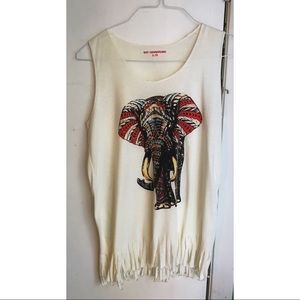 SMALL/MEDIUM GRAPHIC FRINGE MUSCLE TANK🐘🧡✌🏻